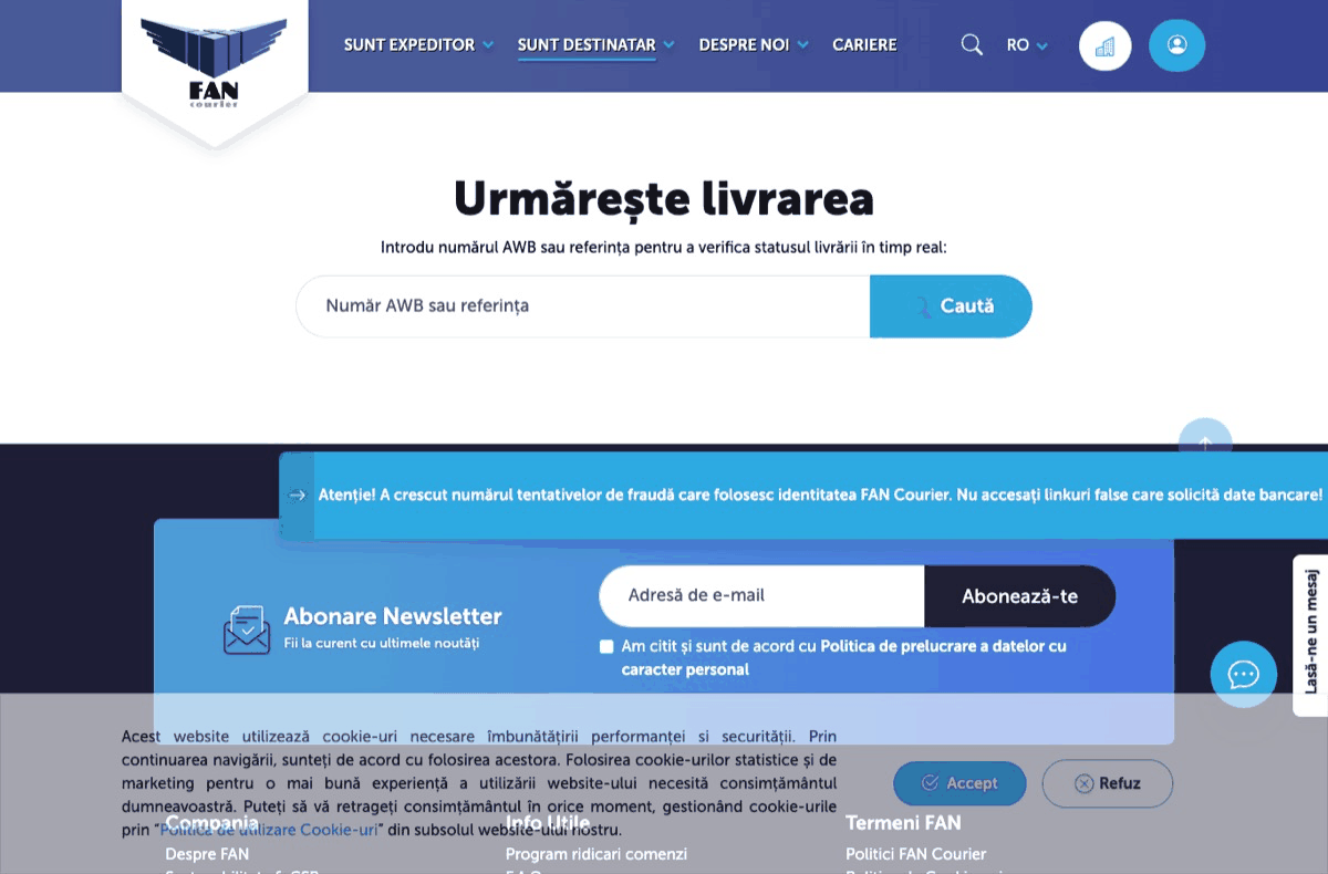 Accesează pagina dedicată de tracking