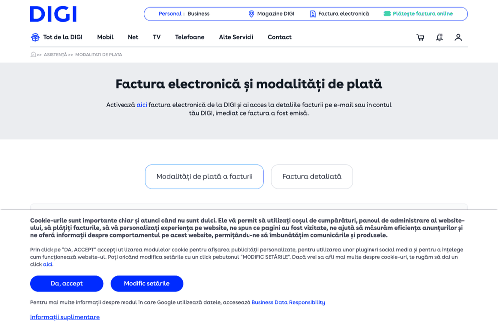 Verifică modalitățile alternative de plată