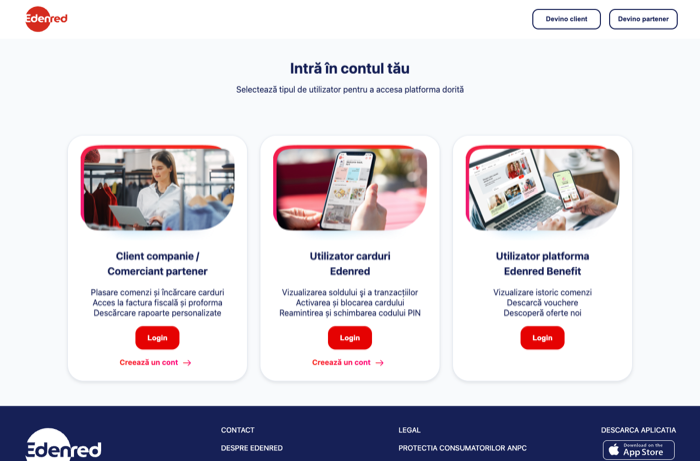 Alege tipul de card pentru autentificare