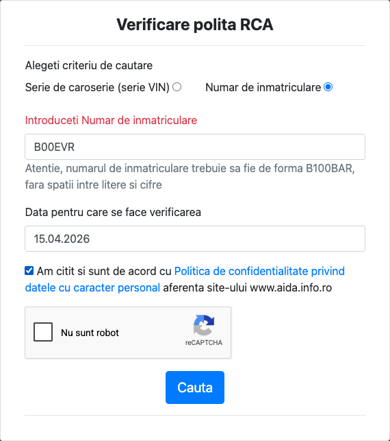 Alege data și bifează GDPR