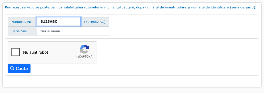Introdu numărul de înmatriculare