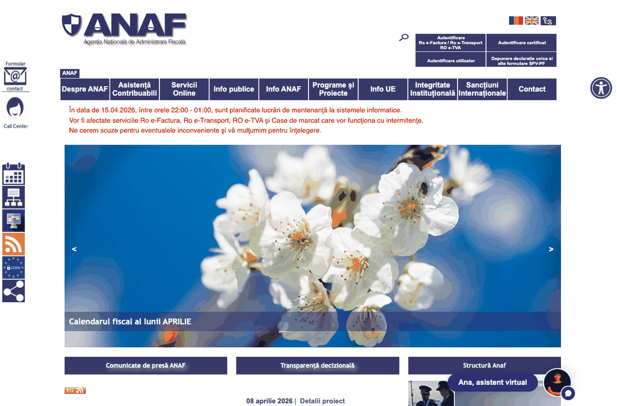 Accesează anaf.ro → Servicii Online